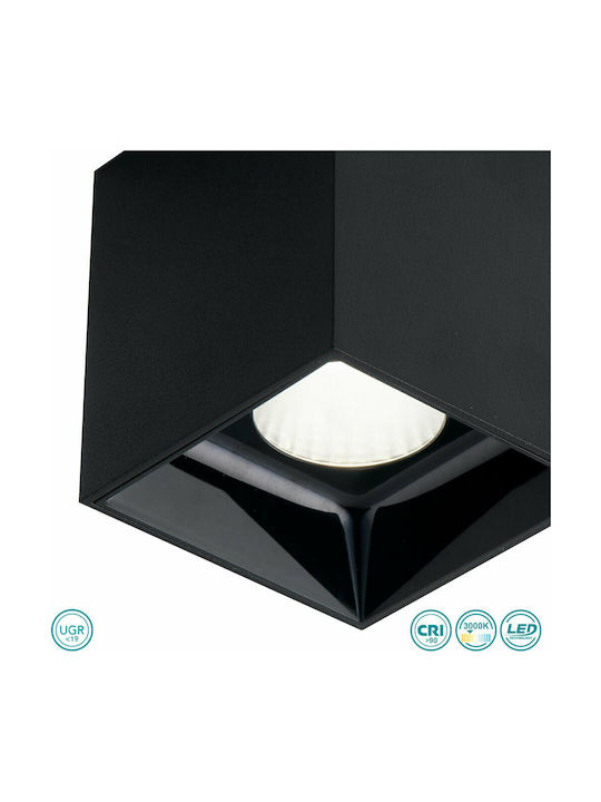 Fan Europe MIG-Q20C NER Μονό LED Θερμό Λευκό Σποτ σε Μαύρο Χρώμα