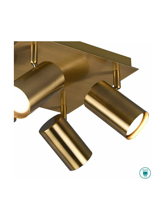 Trio Lighting Marley Spot mit 4 Lichtern und mit Fassung GU10 in Gold Farbe