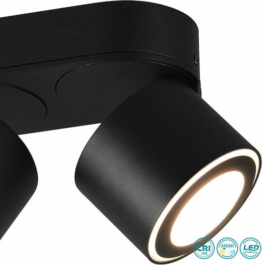 Trio Lighting Taurus Διπλό LED Θερμό Λευκό Σποτ σε Μαύρο Χρώμα