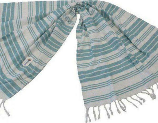 Le Blanc Strandtuch Pareo Petrol Blau mit Fransen 180x90cm.