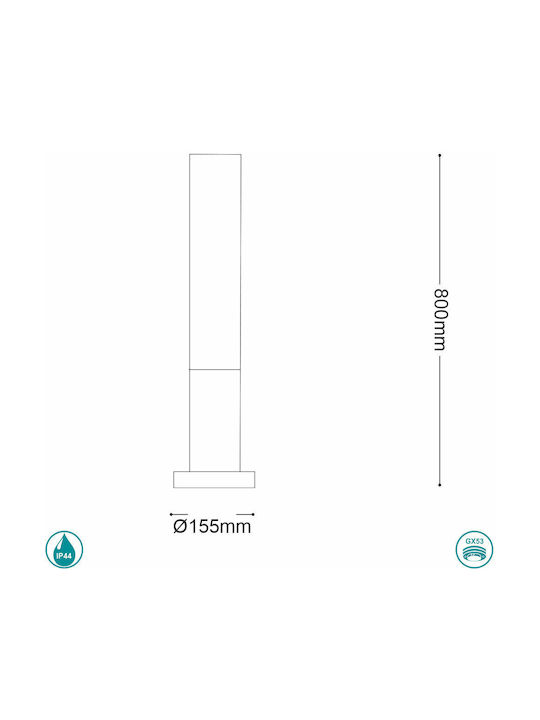 Ideal Lux Edo Außenstehlampe PT1 Rundes Außenlampen-Kolonnchen 15W IP44 Für GX53 Fassung Braun