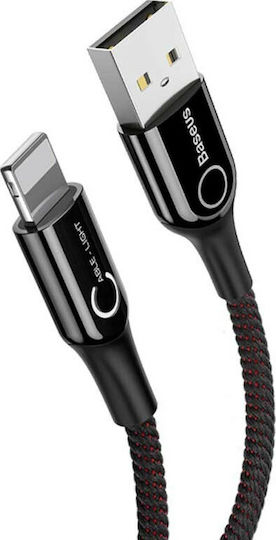 Baseus C-shaped Braided / LED USB to Lightning Cable Μαύρο 1m (CALCD-01)