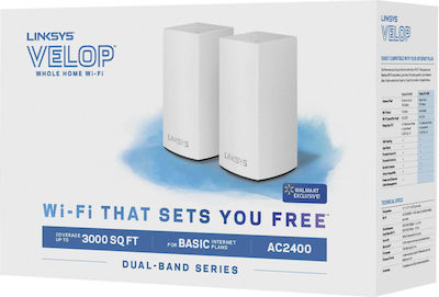 LinkSys Velop Mesh Access Point Wi‑Fi 5 Dual Band (2.4 & 5GHz) σε Διπλό Kit