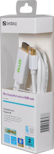 Sandberg Кабел mini DisplayPort мъжки - HDMI мъжки 2м Бял (508-93)