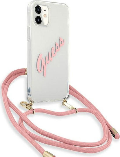 Guess Vintage Script Back Cover Πλαστικό Ροζ (iPhone 12 mini)