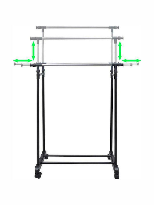 vidaXL Rollbar Kleiderständer Teleskopisch Schwarz 150x42x170cm
