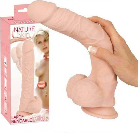 Nature Skin Large Bendable Dildo Dildo realist cu Testicule și Ventuză Carne 28.5cm