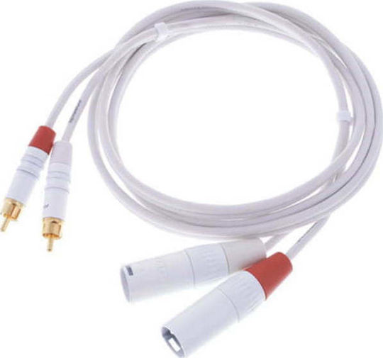 Cordial CFU 15 MC-SNOW XLR Cable Male - RCA Male White 1.5m