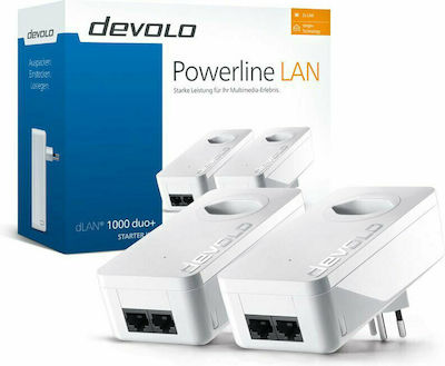 Devolo dLAN 1000 Duo+ Powerline Wired with Passthrough Socket and 2 Ethernet Ports