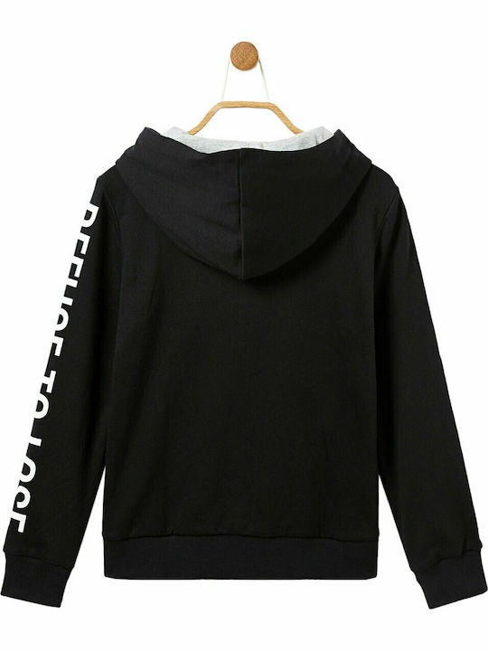 Desigual Boys Hooded Sweatshirt "Refuse To Loose" with Zipper Black