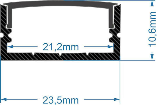 GloboStar External Aluminum Profile for LED Strip with Opal Cover 100x2.3x1cm