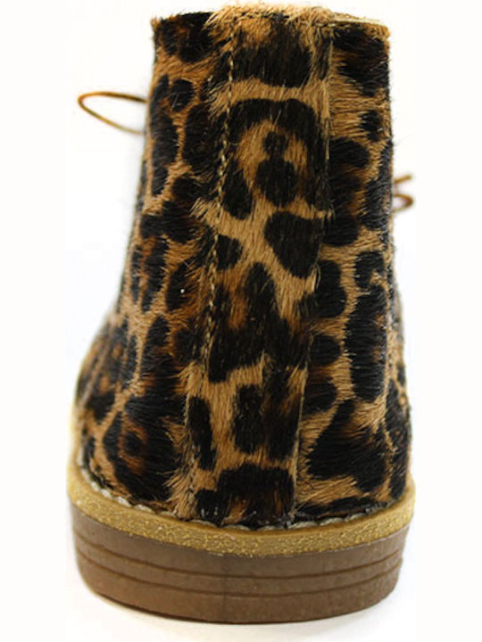 Leather anatomic children's anatomical bootie in leopard pony skin color