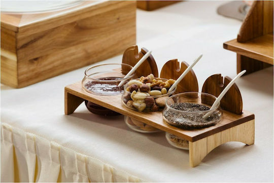 Leone Wooden Tray with 3 Bowls Disk 29.5x12.5x5cm.