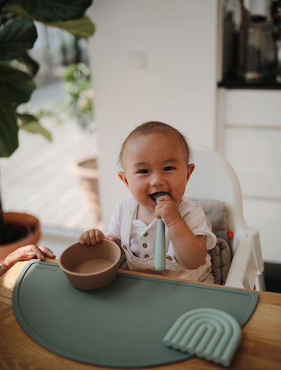 Mushie Baby Set with Spoons Made of Silicone Thyme Natural 2 Pieces