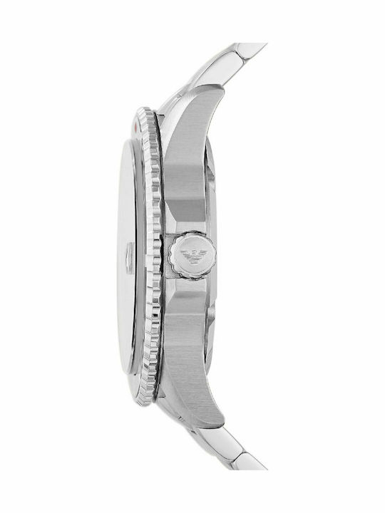 Emporio Armani Renato Ανδρικό Ρολόι 42mm Μπαταρίας με Ασημί Μεταλλικό Μπρασελέ