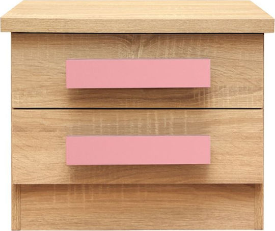 Wooden Kids Bedside Table Sonoma Pink 40x48x39cm