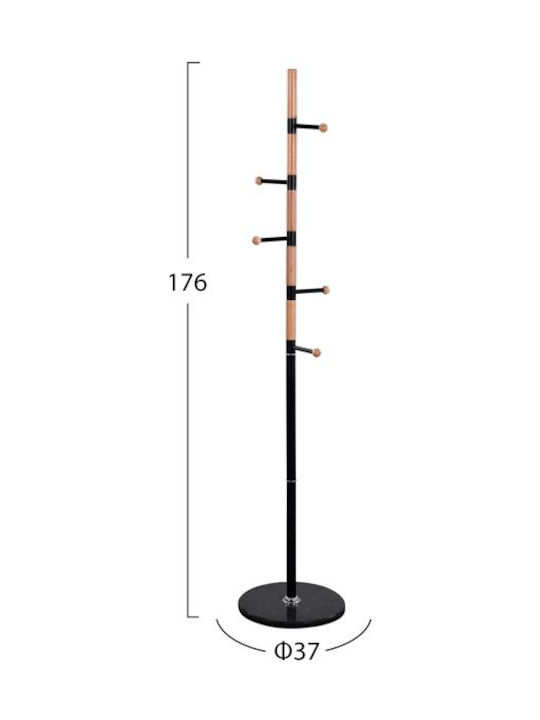 Freebox Metallic Coat Rack Black/ Beech 37x37x176cm