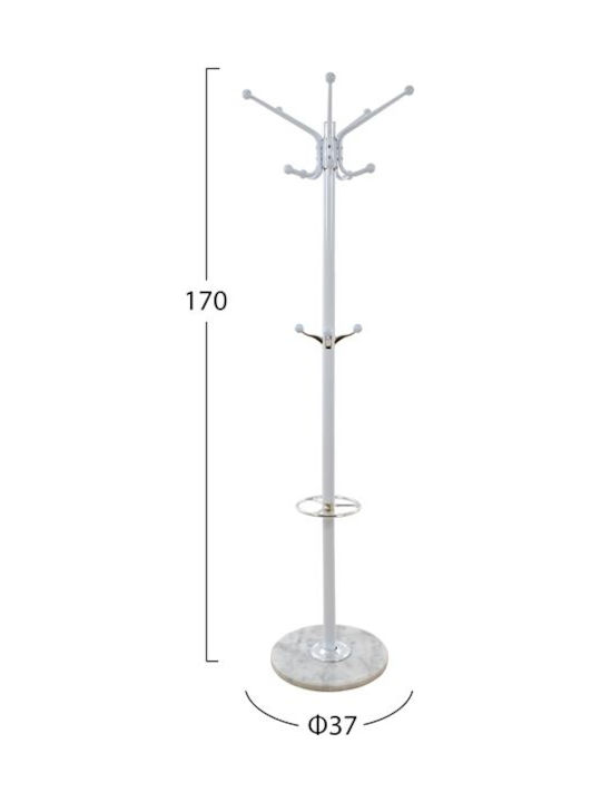 Freebox Metallic Coat Rack White White Rotating With Marble 37x37x170cm