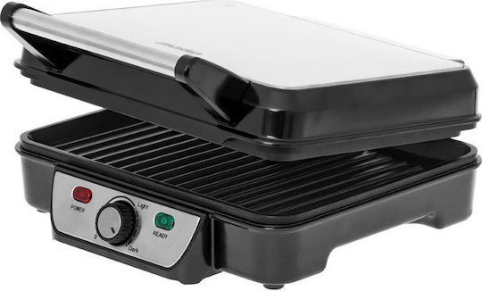 Mesko Tabletop Electric Grill Ribbed Plate 2500W with Lid and Adjustable Thermostat 28cmx23cmcm
