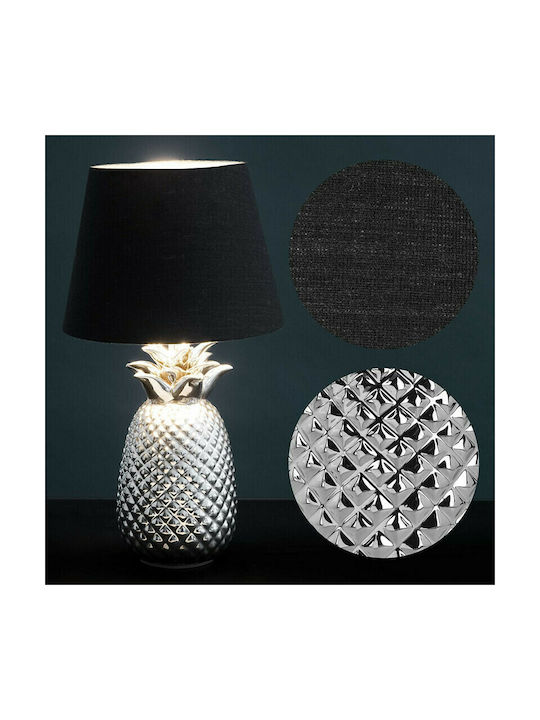 Navaris Pineapple Metal Table Lamp with Black Shade and Silver Base