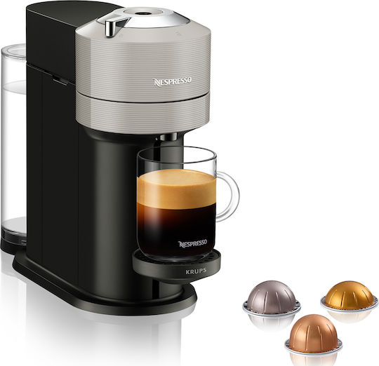 Krups Next Aeroccino Pod Coffee Machine Vertuo with Milk Frother Light Grey