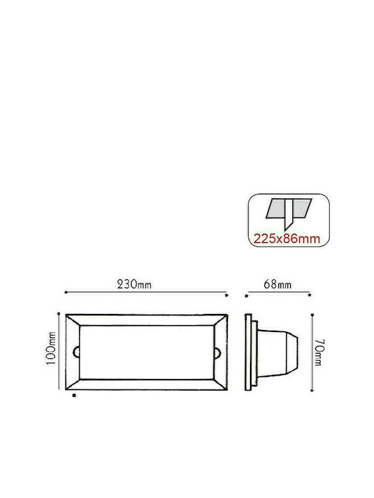 Aca Επιτοίχιο Εξωτερικό Σποτ E27 IP54 10x23x68εκ.