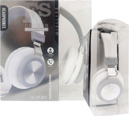 HZ-BT360 Ασύρματα / Ενσύρματα On Ear Ακουστικά με Ραδιόφωνο με 9 ώρες Λειτουργίας Λευκά