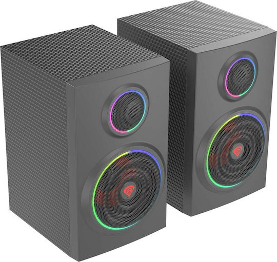 Natec Helium 300 BT Безжични компютърни тонколони Компютърни тонколони 2.0 с RGB осветление и Bluetooth Мощност 24W в Черен цвят