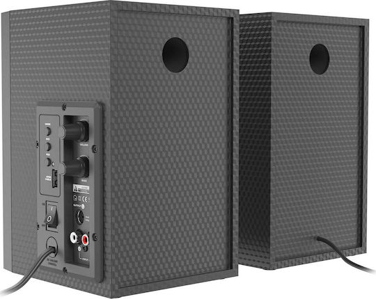 Natec Helium 300 BT Безжични компютърни тонколони Компютърни тонколони 2.0 с RGB осветление и Bluetooth Мощност 24W в Черен цвят