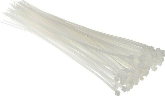 Com Pack of 100pcs White Plastic Cable Ties 200x2.5mm