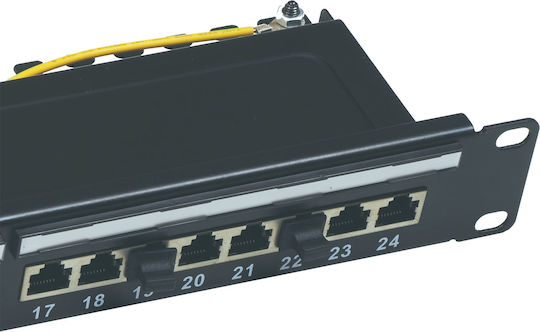 Central Patch Panel for Rack 1U 19" with 24 cat5e Ports Black