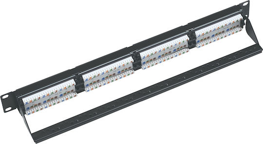 Central Patch Panel για Rack 1U 19" 24 Θυρών cat5e Μαύρο