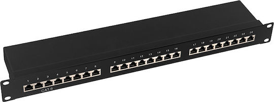 LogiLink Shielded Patch Panel for Rack 1U 19" with 24 cat6 Ports Black