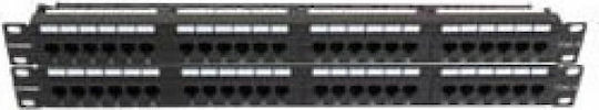 Safewell Patch Panel Unshielded για Rack 2U 19" 48 Θυρών cat6 Μαύρο