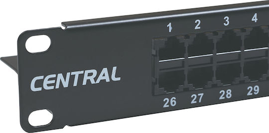 Central 19 Patch Panel für Rack 1U 19" 50 Ports Schwarz