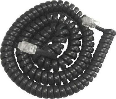 Adeleq Spiral Telephone Cable RJ11 6P4C 2m Black (17-0221)