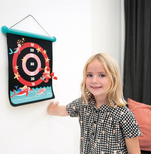 Scratch Europe Set with Target & Darts Children's Magnetic Target 2 Sides with 6 Darts - Dolphins and Mermaids