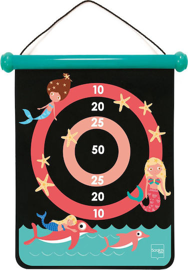 Scratch Europe Set with Target & Darts Children's Magnetic Target 2 Sides with 6 Darts - Dolphins and Mermaids