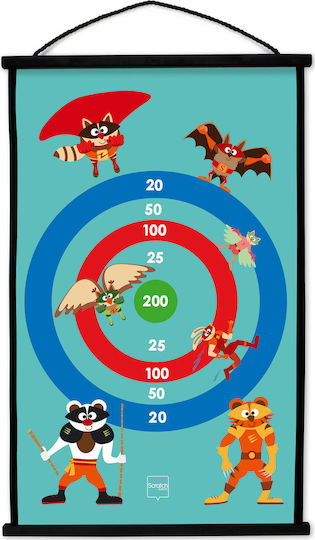 Scratch Europe Set with Target & Darts Children's Magnetic Target 2 Sided with 6 Darts - Superheroes