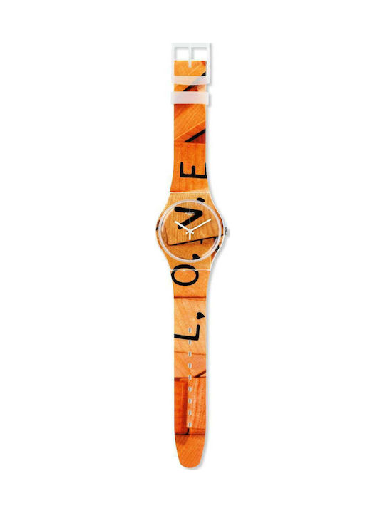 Swatch Love Game Καουτσούκ Λουράκι Πορτοκαλί 20mm