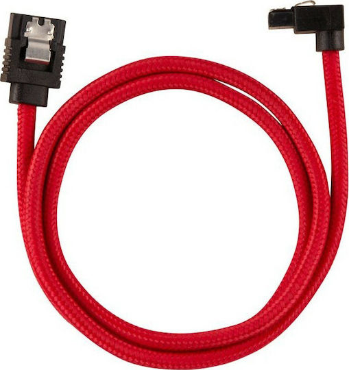 Corsair Premium Îmbrăcat 7-Pini SATA III - Cablu 7-Pini SATA III Unghi (90°) 0.6m Roșu