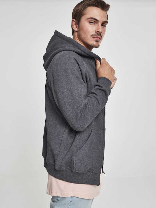 Urban Classics Herren Sweatshirt Jacke mit Kapuze und Taschen Charcoal