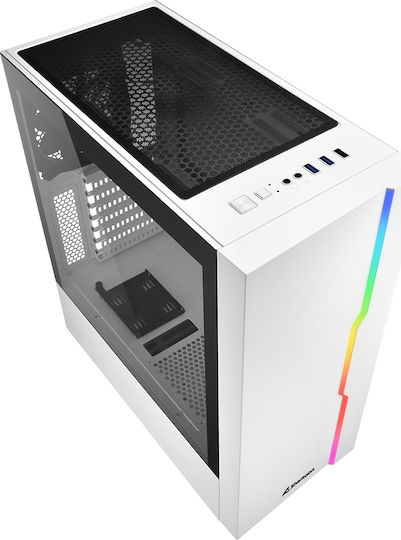 Sharkoon RGB Slider Gaming Middle Tower Carcasă PC cu Deschidere Laterală Albă