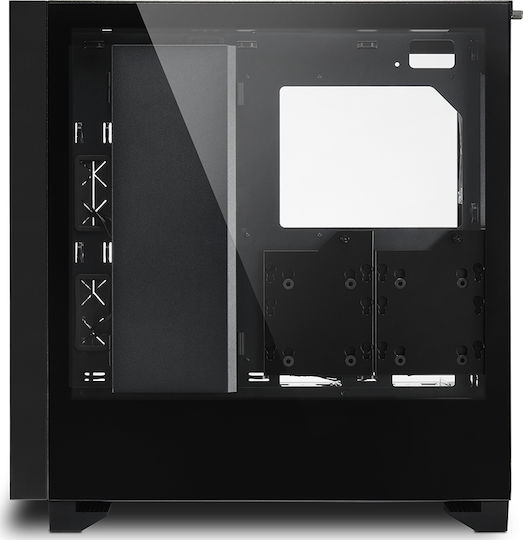 Sharkoon Elite Shark CA300H Геймърско бюро Midi Tower Компютърна кутия със страничен прозорец и RGB осветление Черен