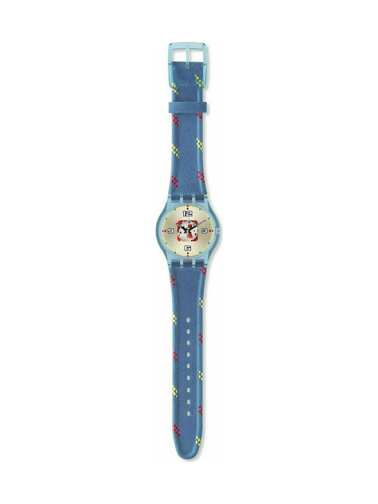 Swatch Going up Fabric Strap Light Blue 19mm