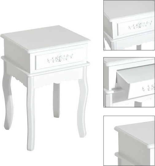 Wooden Bedside Table White 40x35x60cm