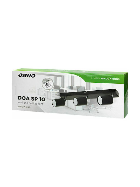 Orno DOA SP 31 Natural White Triple Spot GU10 Black