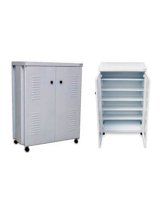 Shoe Cabinet Metallic Galvanized with 5 Shelves 80x36x106cm