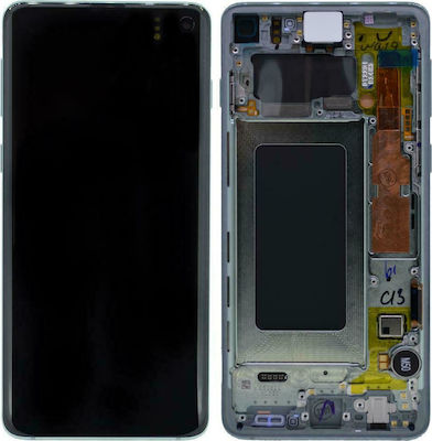 Samsung Οθόνη G973F LCD mit Touchscreen und Rahmen für Galaxy S10 (Grün)