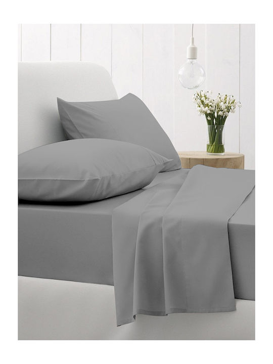 Sunshine Sheet for Single Bed with Elastic 100x200+30cm. Cotton Feelings 107 Dark Grey